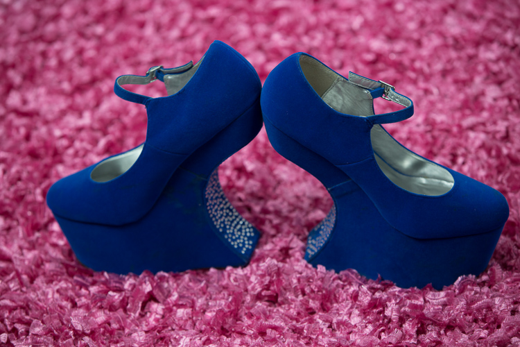 blue funky platform heels