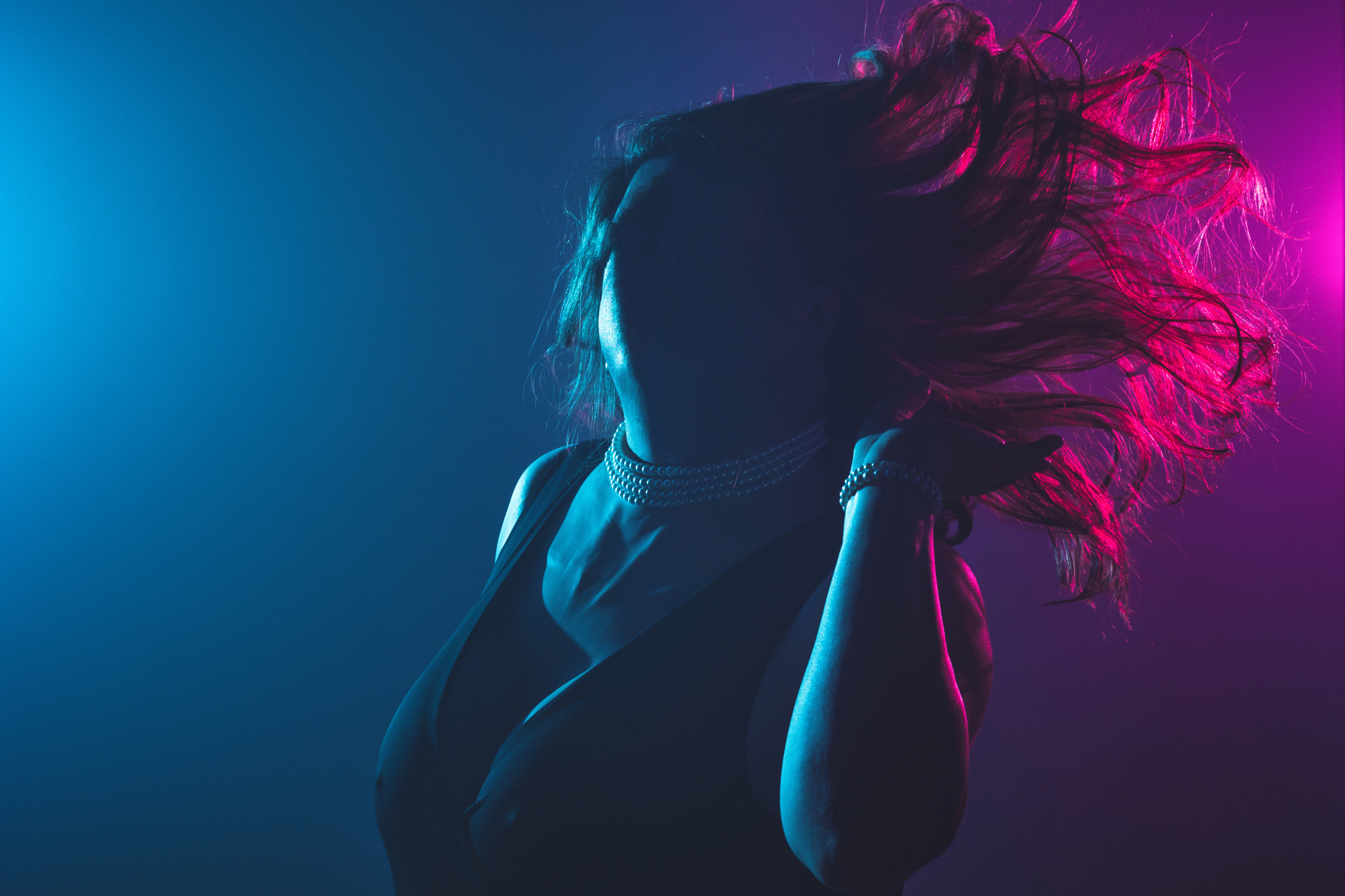 bisexual lighting with anonymous feeling tossing hair