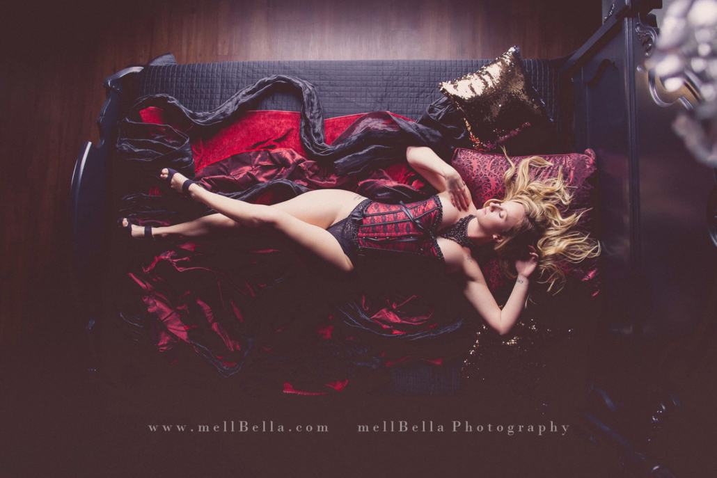 red and black color scheme over the bed boudoir